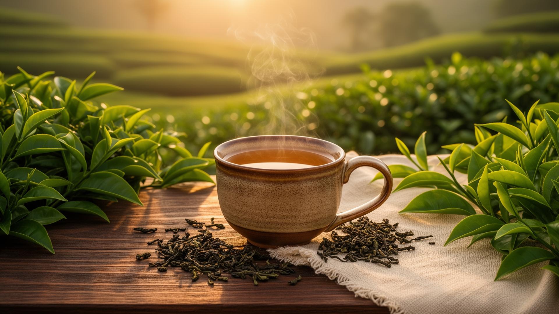 Freshly brewed Indian tea with loose leaves